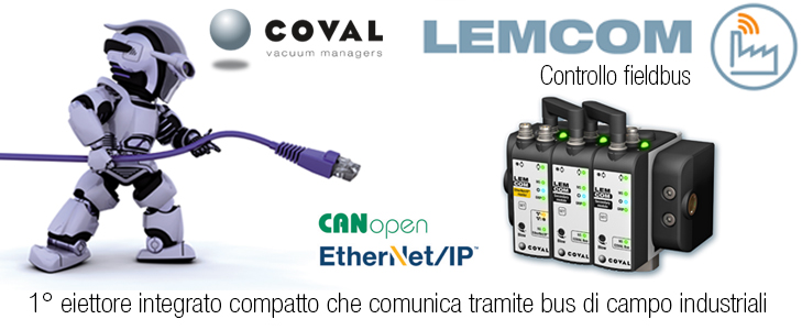 Eiettore integrato con controllo fieldbus EtherNet/IP e CANopen