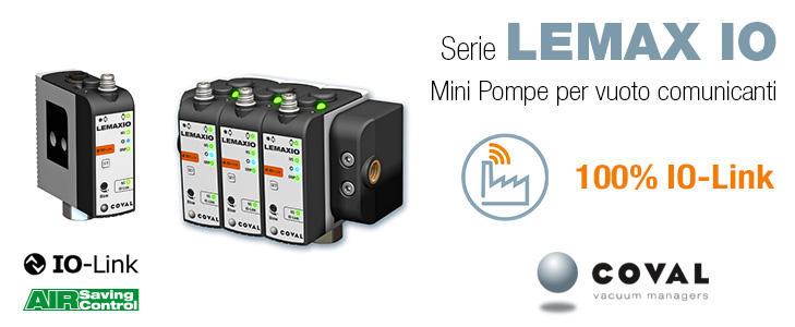 NUOVE MINI POMPE PER VUOTO COMUNICANTI IO-LINK DI COVAL, SERIE LEMAX IO